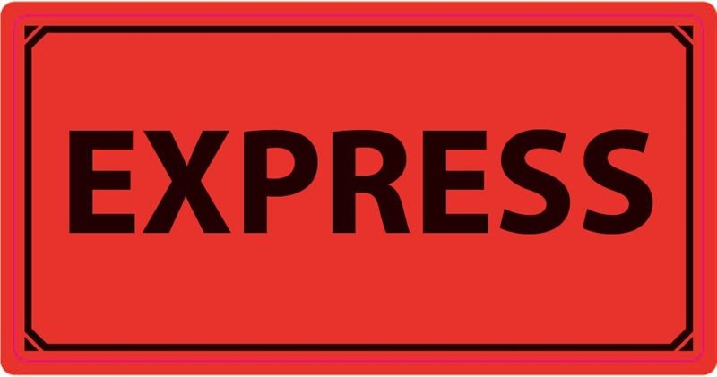 Varningsetikett, Varningssymbol, "EXPRESS", 100x50 mm, 1000 st etiketter
